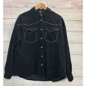 Forever 21 Oversized Corduroy BLACK   Shirt Jacket Women's  Retro SZ MEDIUM